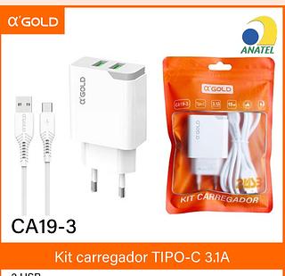 carrecador celula AGOLD 3.1a type-c sacola