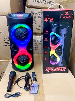 Caixa De Som Bluetooth Karaoke Wireless Com microfone com luz