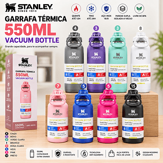 Garrafa Personalizada a Laser 550ml térmica inox Premium com base de silicone