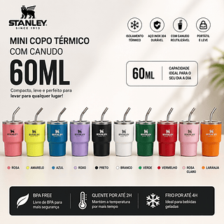 Copo térmico com tampa com canudo 60ml