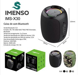 ￼Caixa De Som Bluetooth IMENSO X30 RÁDIO FM 10w 3000mah Ipx5
