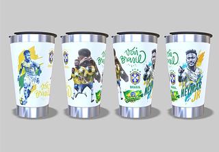 Copo temica 473ml Envio apenas estampa e Neymar Brasil com tampa