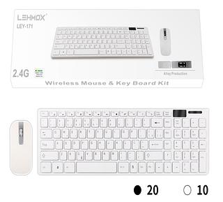 ￼Combo Teclado E Mouse Sem Fio Usb 2.4 Ghz - Ley-171 predo/branco