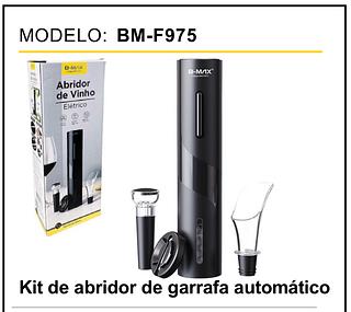 Kit de abridor de garrafa automático Carregavel