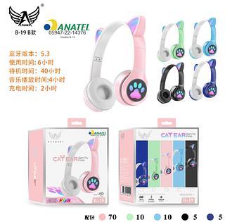 Fone De Ouvido Gatinho Led Colorido Rgb Bluetooth E Radio Fm