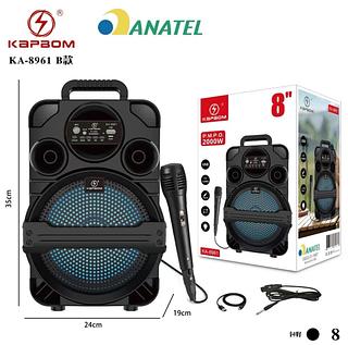 Caixa Karaoke 2000W Microfone Bluetooth Usb Pen Drive Fm Portatil