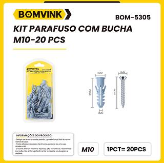 KIT PARAFUSO COM BUCHA M10-20 PCS