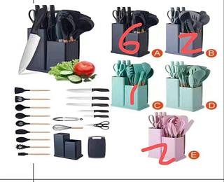 Kit 19 Conjunto Utensílios Silicone Facas Tabua De Cortar -1450g