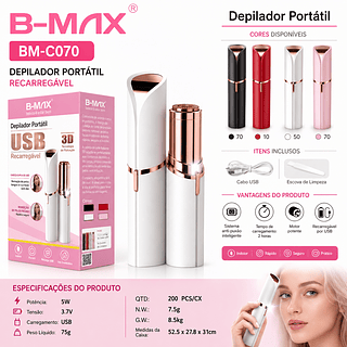 Depilador Facial Elétrico USB Recarregável