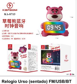 Alto-falante Bluetooth Despertador Panda Clock com Cor LED