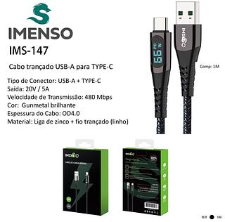 Cabo Carregador Tipo-c Imenso-147 Turbo Para tc 1m original 100%