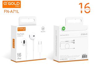 Fone de ouvido com fio Tipo C (USB-C) Compatível com a Linha Completa do iPhone 16 Alto qualidade