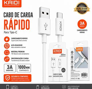 Cabo Carregador Para Type-c Carregamento Super Rápido 18w