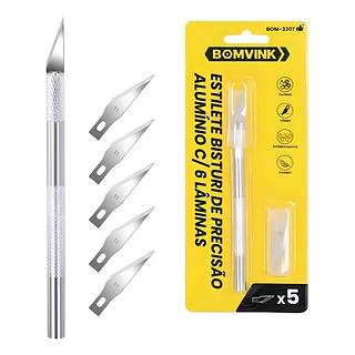 ESTILETE BISTURI DE PRECISO ALUMNIO C/ 6 LMINAS