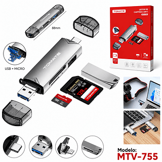 ￼Leitor De Cartão Tipo C 6 Em 1 OTG USB3.0 Micro SD Mini Adaptador TF Para iPhone Android Laptop Office