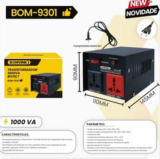 ￼Transformador de Voltagem 1000VA 110V P/ 220V e 220V P/ 110V - BOMVINK