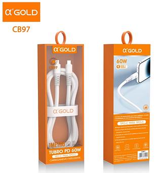 Cabo Tipo c Turbo 60W USB-C Para Tipo C 2 Pontas 1 Metros original A'GOLD Carregamento Rápido