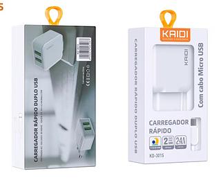 Carregador Kaidi 12w 2UB Compativel para V8