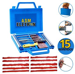 ￼Reparo Metal Com Chaves Maleta E Refis Modelo Macarrao Para Remendo Pneu moto e carro