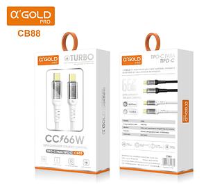 ￼Cabo Tipo c Turbo 66W USB-C Para Tipo C 2 Pontas 1 Metros original A'GOLD Carregamento Rápido