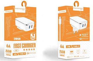 Carregador Rápido Turbo 6A Para iPhone Com 2usb+QC3.0