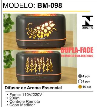 Umidificador Difusor Aromático 200ml Com Lâmpada Led com controle remoto—BMAX