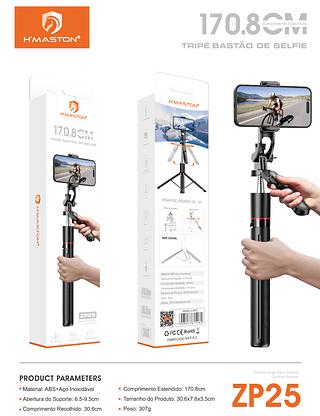 ￼H'maston ZP-25 Tripé Bastão De Selfie Comprimento Estendido 170.8cm controle sem fio Bluetooth