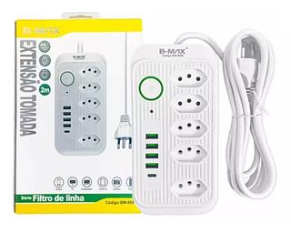 ￼Filtro De Linha BM-8696 Extensão De Tomada Usb B-max 2m