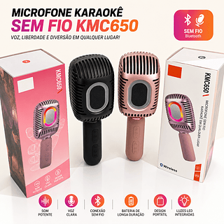 ￼Microfone Karaoke Sem Fio KMC 650 Profissional Microfone De Karaokê Portátil Falante Sem Fio