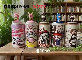 Xícara De Café LABUBU , Cordão Com Caneca A Vácuo De Palha , Garrafa De Água Isolada De Aço Inoxidável À Prova De