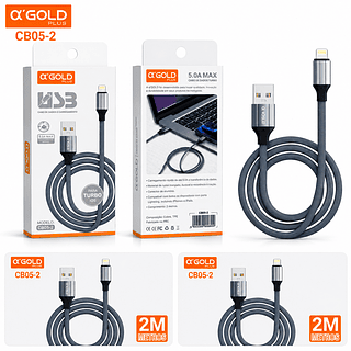 Cabo iPhone Usb Carregador Ultra Rápido 2 metros Resistente Turbo 5.0A