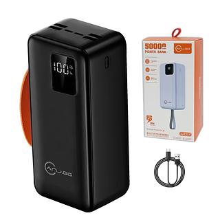 Power Bank 50000mAh com 6 Saídas 2 Cabos Display Digital e Super Carregamento Rápido 22.5W Preto