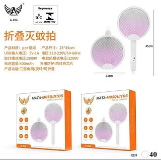 Raquete Mata Mosquito Recarregável Dobrável Led Iluminação