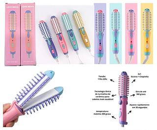 ￼Mini Escova Modeladora Portátil Enrola Cabelo Alisadora Bivolt Jorge