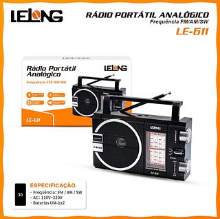 ￼Rádio Portátil Analogico Fm/am/sw Lelong