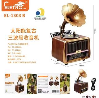 Rádio Retrô Vintage Bluetooth FM AM SW USB Cartão SD Recarregável
