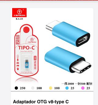 ￼Adaptador V8 Micro Usb Fêmea X Tipo C 3.1 Macho