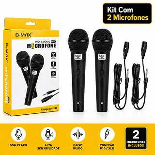 Kit Com dois Microfone Profissional • 2 Cabo P10 para XRL • Cabo: 2.5m