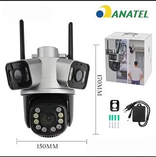 ￼Camera Seguranca Externa 3 Lentes 180° Zoom Ótico Detecta Pessoa Animal Visao Noturna a Prova d Água