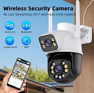 Câmera Inteligente Vigilância Externa Segurança IP66 Câmera Dupla—BMAX
