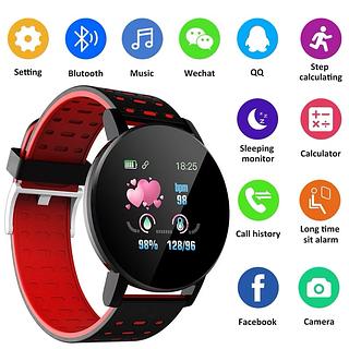 119s Relógio Inteligente Homens Mulheres À Prova D'água Pressão Arterial Esporte Rodada Smartwatch Rastreador De Fitness Para Android iOS（SHB-204）