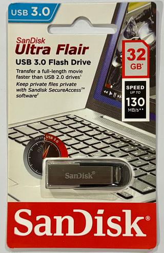 Pendrive SanDisk Ultra Flair 32GB 3.0 prateado e preto