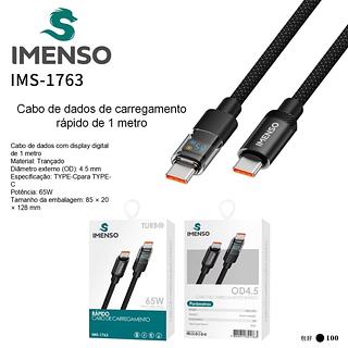 Cabo Tipo c Tipo c PD 100W Com Visor LED Cabo de Dados Carregamento Rápido—IMENSO