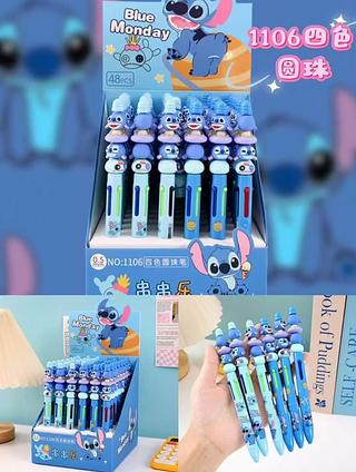 Caneta Esfereográfica 4 Cores Stitch/ marvel 0.5mm