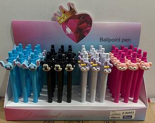 Linda caixa com 4 canetas esferográficas neutras de desenho animado, azul, 0,5