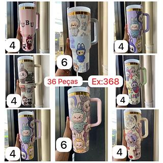 ￼Copo LABUBU Térmico com Canudo 1.2L Inox 1200mL Garrafa com Protetor de Canudo Florido Personalizado Floral