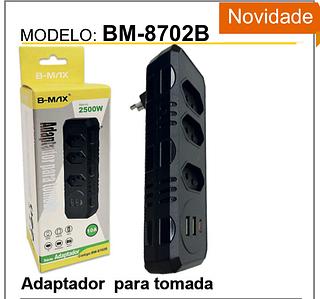 Adaptador para tomada，3tomada+2usb+1type-c，10A/2500w cor preto