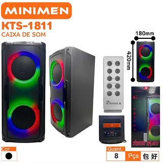 ￼Super Caixa de Som kts 1811 Potente com Bluetooth FM USB Pen drive pega Microfone e leds e Controle