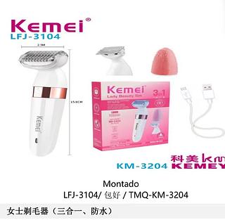 Depiladora Elétrica Multifuncional para Mulheres, USB Recarregável, 3 em 1, Kemei Bivolt