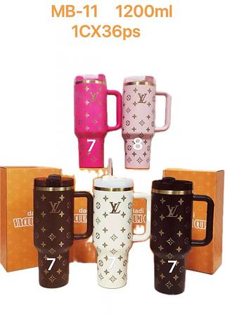 Copo garrafa Térmica Inox LV 1200ml Dupla tampa Com Canudo Com